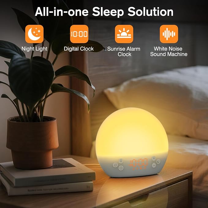 KEPLUG Wake Up Light Sunrise Alarm Clock, Digital Alarm Clocks Bedside Dimmable - Image 2