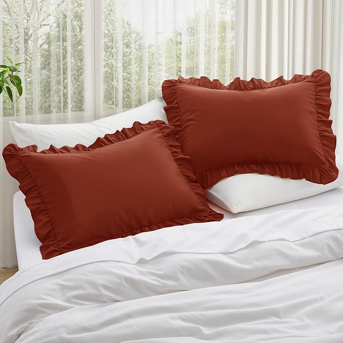 KKJIAF Ruffle Pillow Cases King Size Set of 2, Ruffled Pillow Covers - Image 2