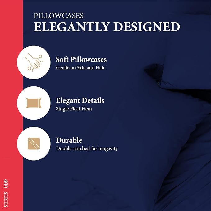 100% Egyptian Cotton Queen/Standard Pillow Cases Set of 2 - Image 4