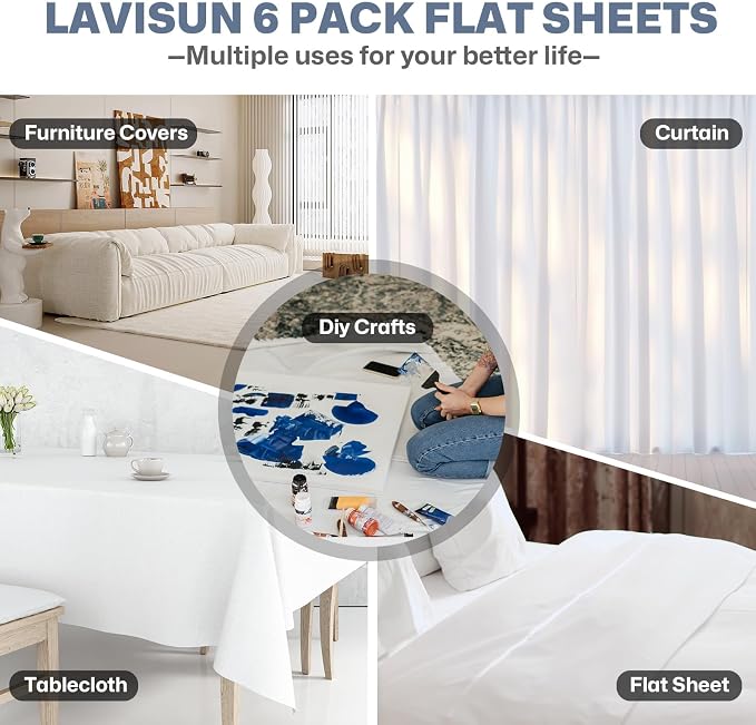Lavisun Twin Flat Sheets Only 2 Pack, Hotel Quality Twin Flat Sheets Only - Image 6