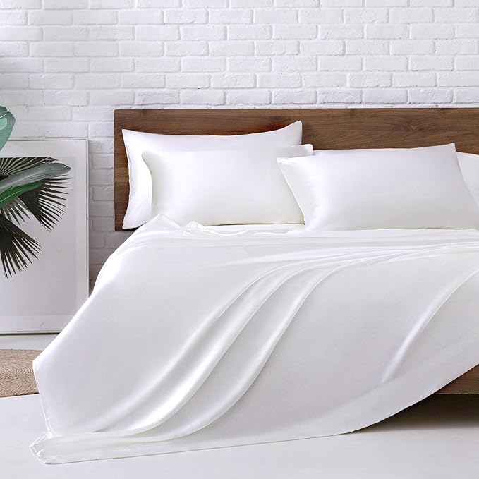 MR&HM Satin Bed Sheets, Queen Size Sheets Set by MRHM