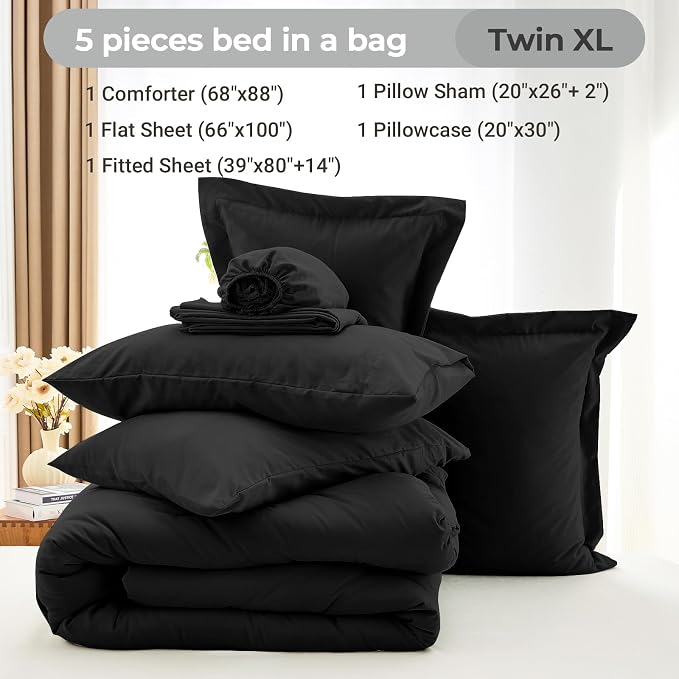 MUXHOMO 5 Pieces Twin XL Comforter Set, Soft Bed in a Bag Twin XL Size - Image 4