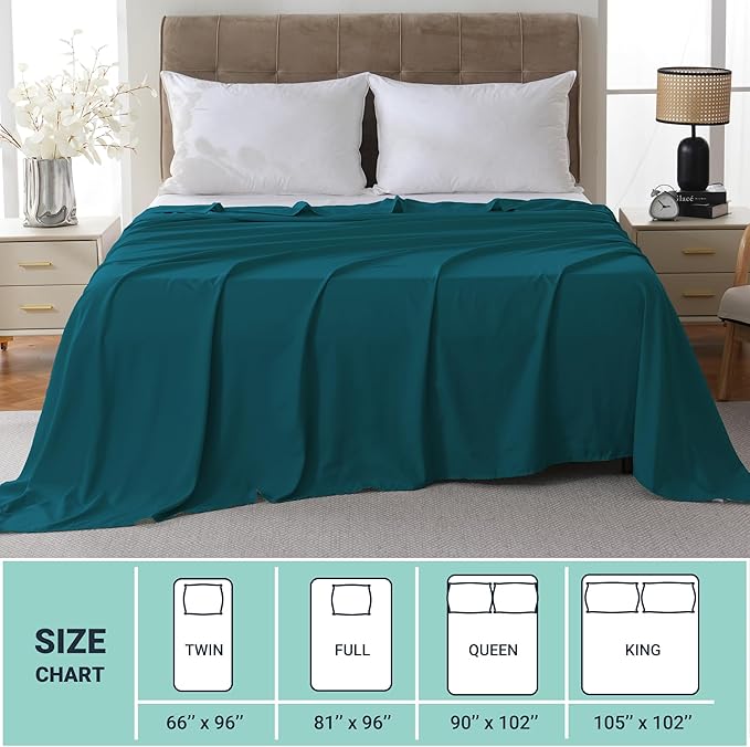 ZPECC Queen Flat Sheet Only 6 Pack, Durable Teal Top Bed Sheets Hypoallergenic - Image 5