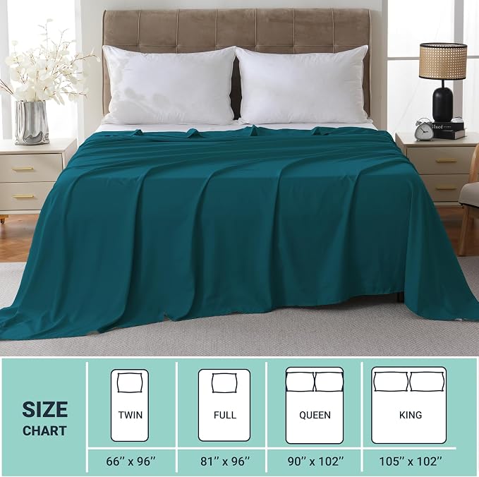 ZPECC Full Flat Sheet Only 1 Pack, Durable Teal Top Bed Sheets Hypoallergenic - Image 5