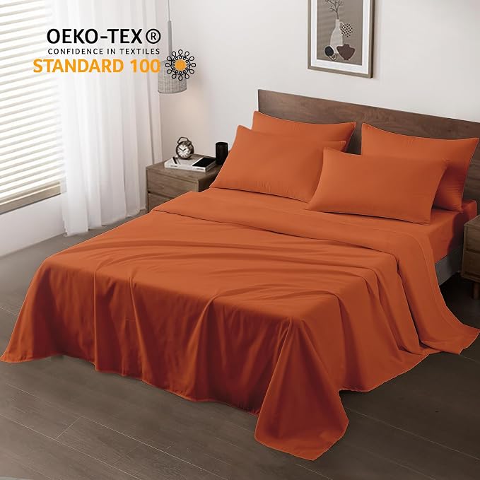 Maple&Stone Full Flat Sheet 6 Pack, Premium Soft & Breathable, Brushed - Image 2