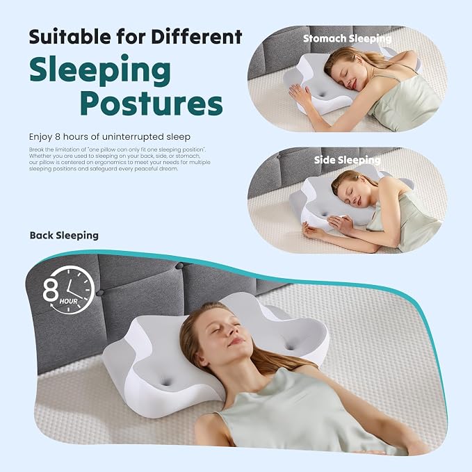 DUMOS Cervical Neck Pillow for Sleeping, Cooling Ergonomic Memory Foam Pillow - Image 7