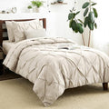 CozyLux Twin XL Comforter Set Beige, 5 Pieces Twin Extra Long Pintuck Bed in A by CozyLux