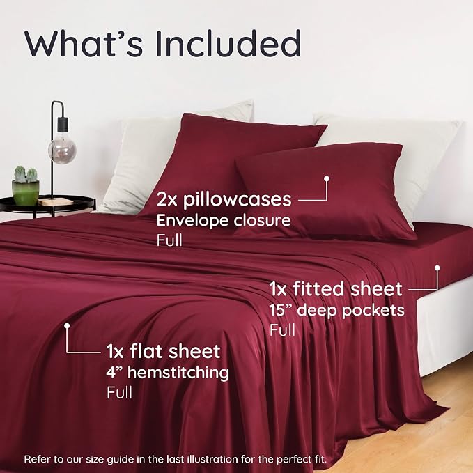 Bambaw 100% Viscose Derived from Bamboo Sheets Full Size Set – 4pcs Set of Full - Image 2