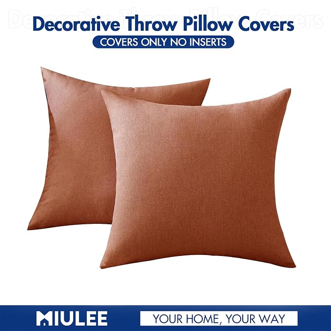 MIULEE Pack of 2 Decorative Outdoor Solid Waterproof Throw Pillow Covers Faux - Image 6