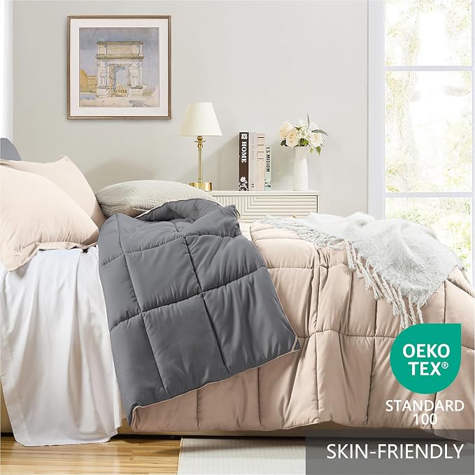 Homelike Moment Twin Comforter Set Beige, Comforter Twin Size Bed Set, - Image 3
