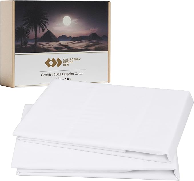California Design Den 100% Egyptian Cotton Pillow Cases Queen Size Set of 2 by CaliforniaDesignDen
