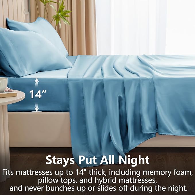 CozyLux Satin Sheets Queen Size Bed Set - Image 4