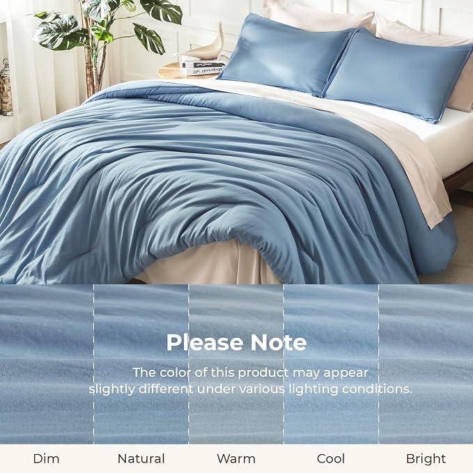Litanika Oversized King Comforter Set Grayish Blue Super King Size, 3 Pieces - Image 8