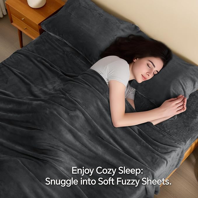 BEDELITE Flannel Sheets King Size Dark Grey - Image 3