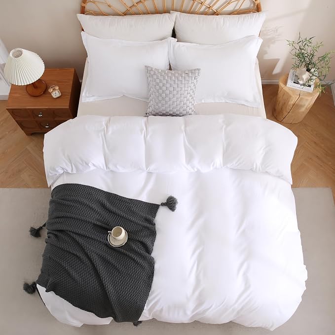 JSD White Duvet Cover Set Full Size, 3 Piece Duvet Cover - Image 8