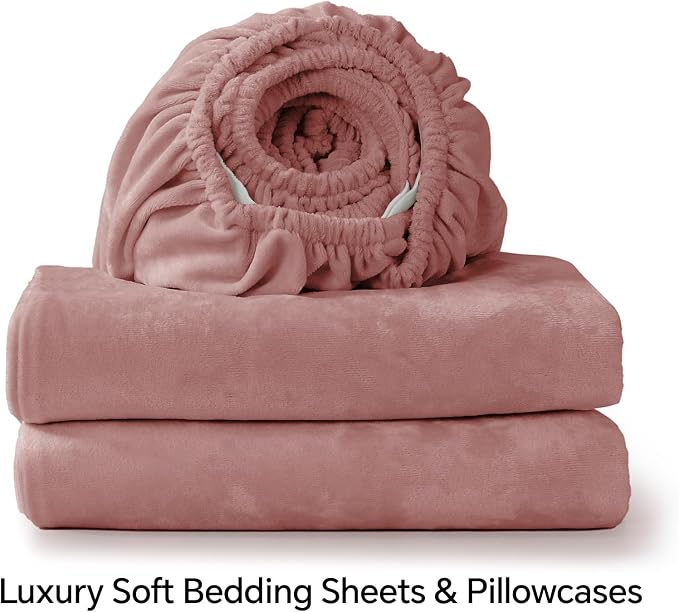 BEDELITE Velvet Fitted Sheet and Pillowcases Set, Luxury Soft Fuzzy Bottom Sheet - Image 8