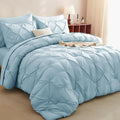 CozyLux Full Size Comforter Sets Light Blue, 7 Pieces Pintuck Bed in A Bag Blue by CozyLux