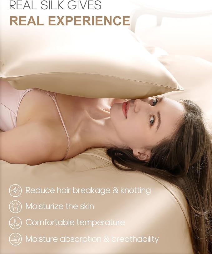 THXSILK Silk Pillowcase for Hair and Skin, 100% Mulberry Silk Bed Pillowcase 22 - Image 3
