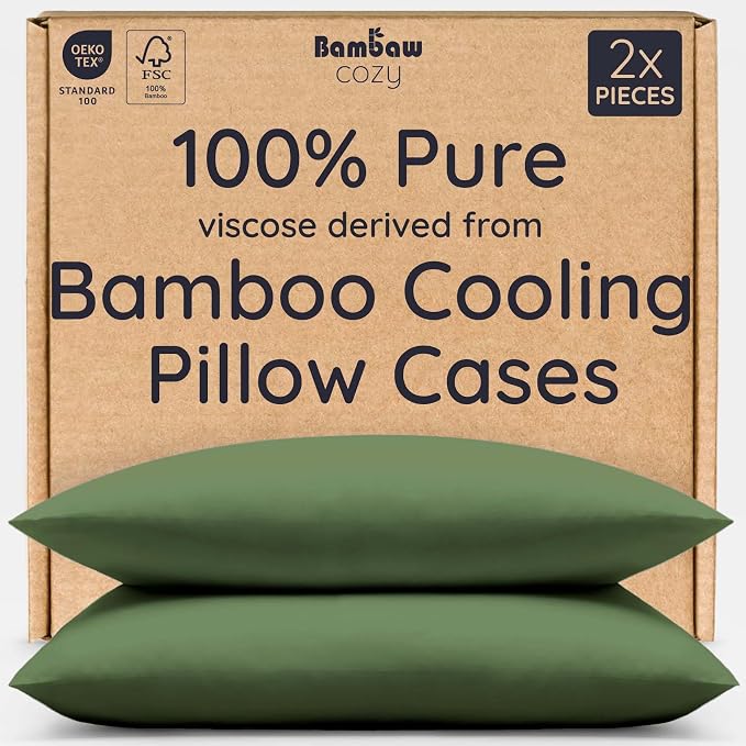 Bambaw 100% Viscose Derived from Bamboo Pillowcases Standard Size – Set of 2 by Bambaw