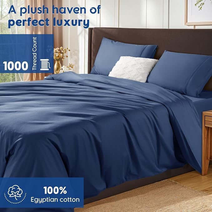 SONORO KATE 100% Egyptian Cotton Duvet Cover Queen Size, 1000 Thread Count - Image 2