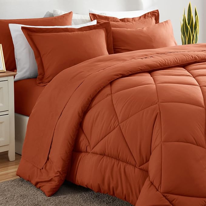 CozyLux King Size Comforter Set Burnt Orange - Image 8