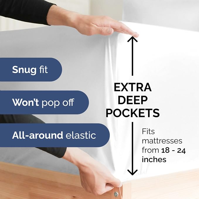 Extra Deep Full 400 Thread Count Cotton Fitted Sheet - Image 3
