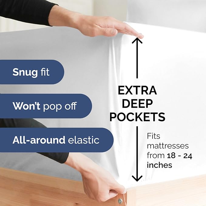 Extra Deep King 400 Thread Count Cotton Fitted Sheet - Image 3