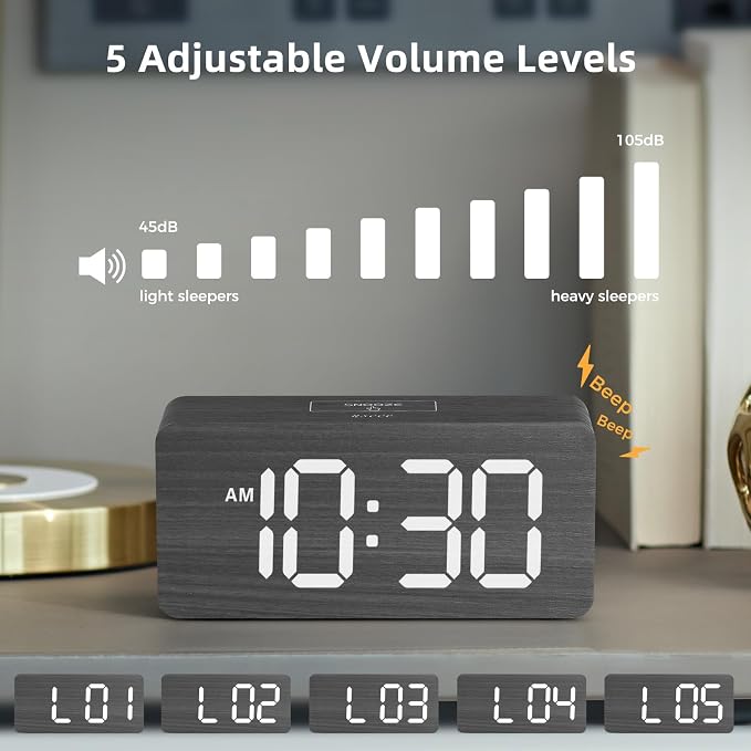 uscce Wooden Digital Alarm Clocks - Image 6