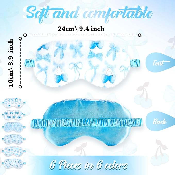 Cuffbow 6 Pack Plush Sleep Mask Set, Cute Plush Eye Masks - Image 2