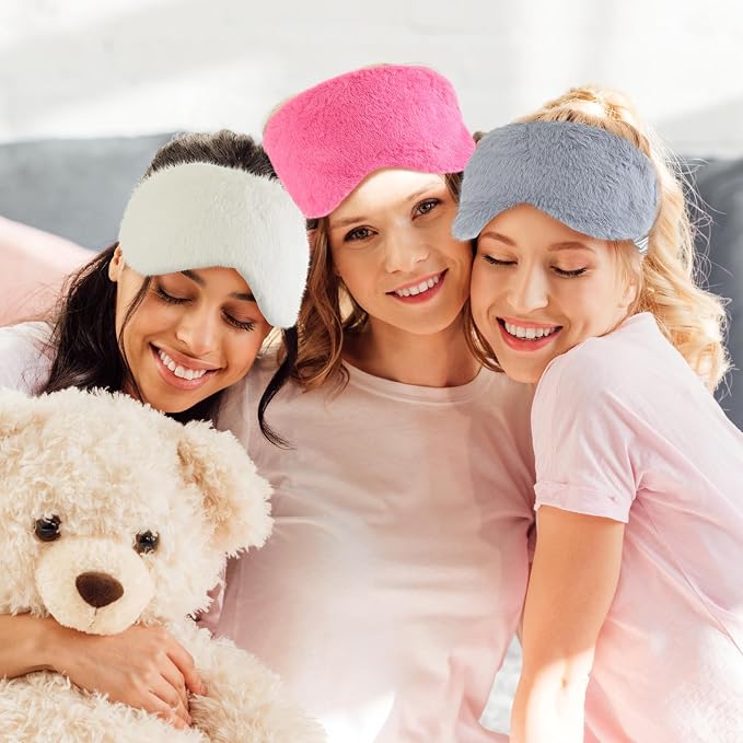Cuffbow 6 Pack Plush Sleep Mask Set, Cute Plush Eye Masks - Image 6
