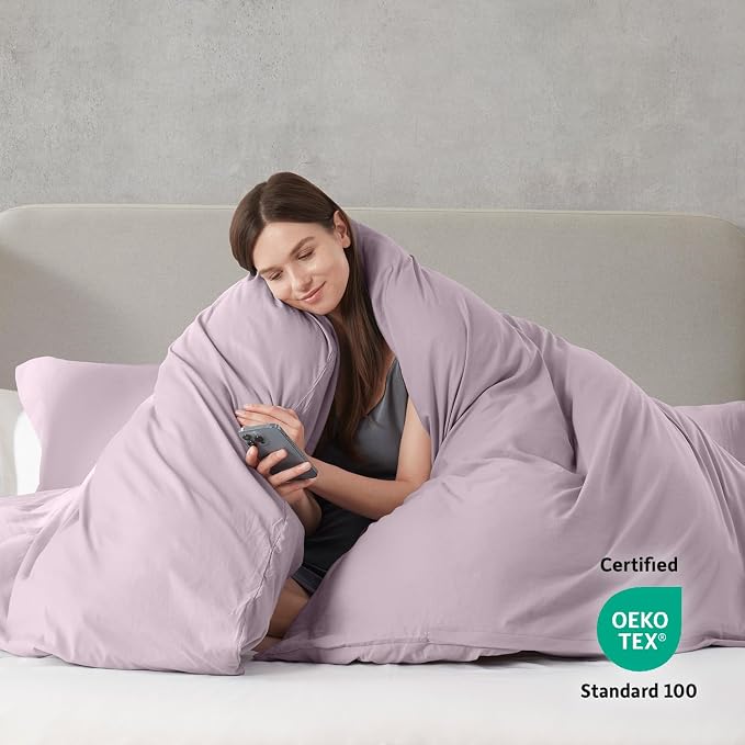 Nestl Dusty Purple California King Duvet Cover Sets - Image 3