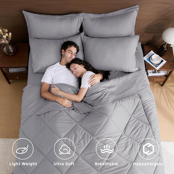 HEVUMYI Light Grey King Comforter Set - Image 2