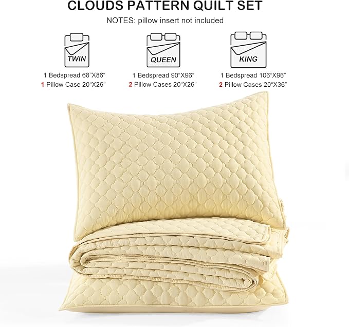 HORIMOTE HOME Quilt Twin Size Light Yellow, Lightweight Quilt - Image 7