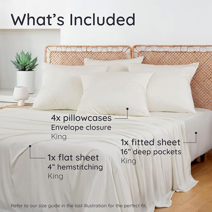 Bambaw King Sheet Set 6pcs – 100% Viscose Derived from Bamboo Sheets King Deep - Image 2