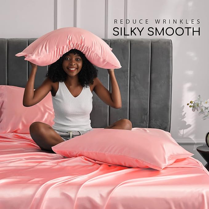 MR&HM Satin Bed Sheets, Twin XL Size Sheets Set - Image 3