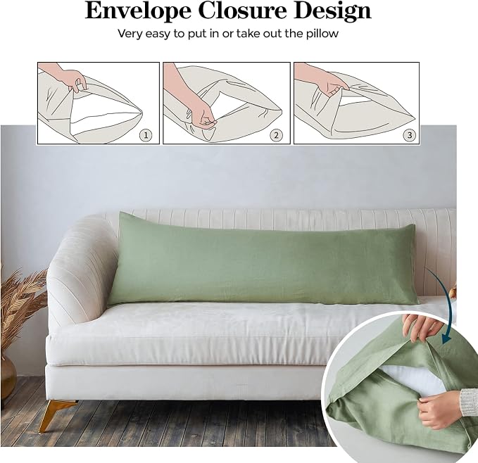 Simple&Opulence Body Pillow Cover 20" x 54", 100% Pure Linen, Ultra Soft and - Image 3
