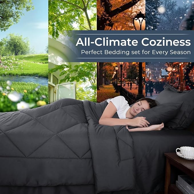 HEVUMYI Oversized Queen Comforter Set Dark Grey - Image 3
