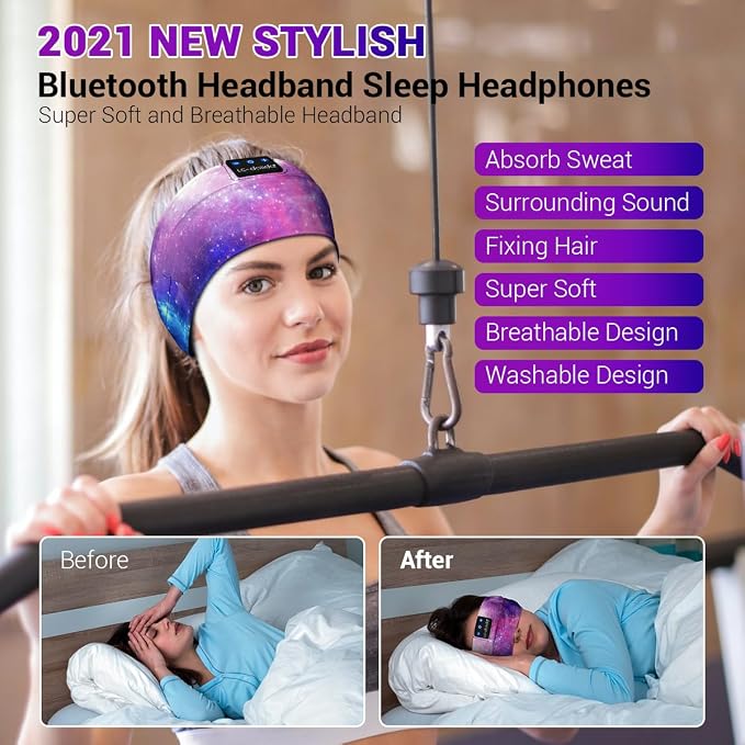 LC-dolida Sleep Headphones Bluetooth Headband Sleeping Wireless Headband - Image 4