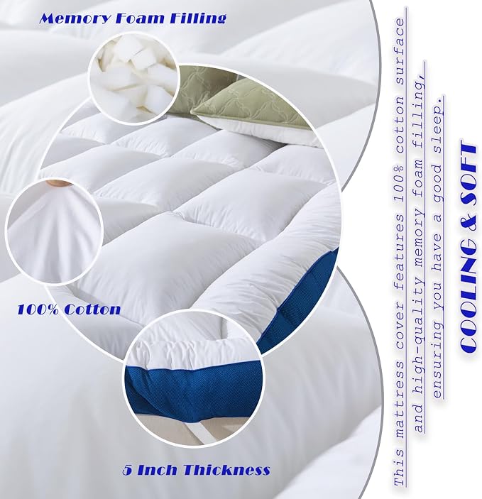 WhatsBedding 5 Inch King Mattress Topper - Image 3