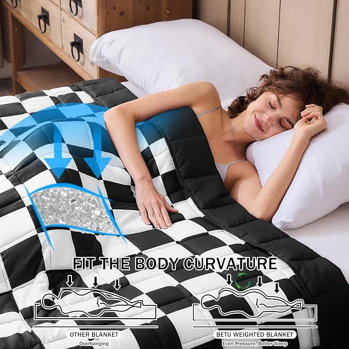 Black Checkered Weighted Blanket - Image 3