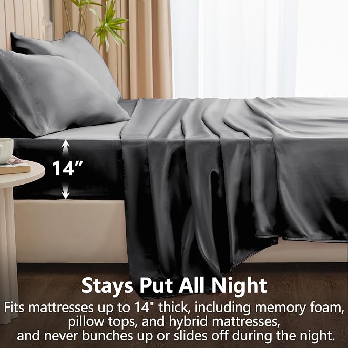 CozyLux Satin Sheets Queen Size Bed Set - Image 4