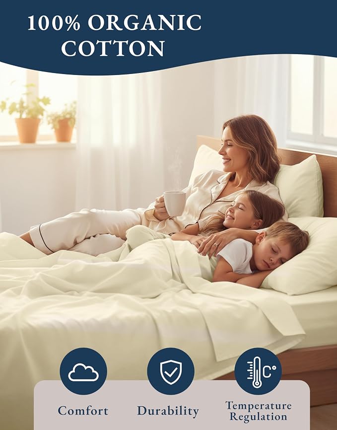 LANE LINEN 100% Organic Cotton California King Sheets Set, 4-Piece Pure Organic - Image 6