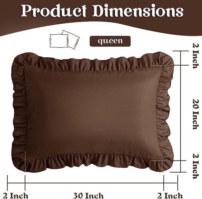 KKJIAF Ruffle Pillow Cases Queen Size Set of 2, Ruffled Pillow Covers - Image 3