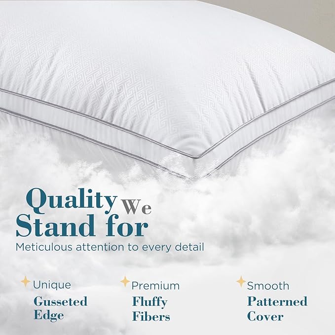 viewstar Bed Pillows Set of 2, Hotel Quality Cooling Down Alternative Gusseted - Image 5