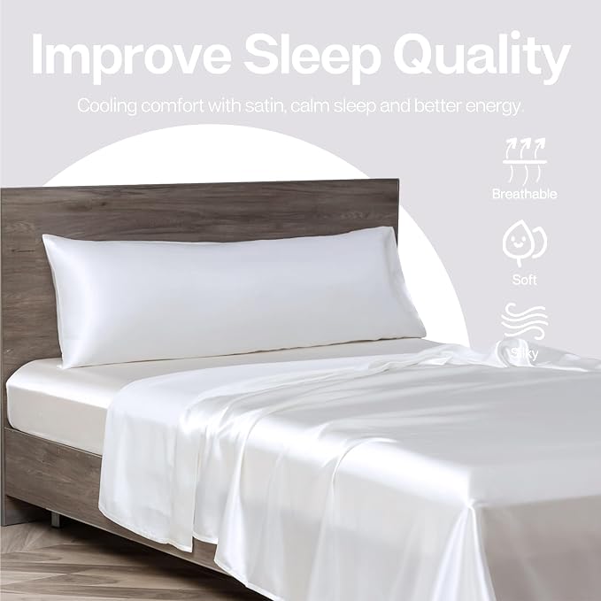 MR&HM Satin Body Pillow Cover, Soft and Breathable Body Pillow Case - Image 6
