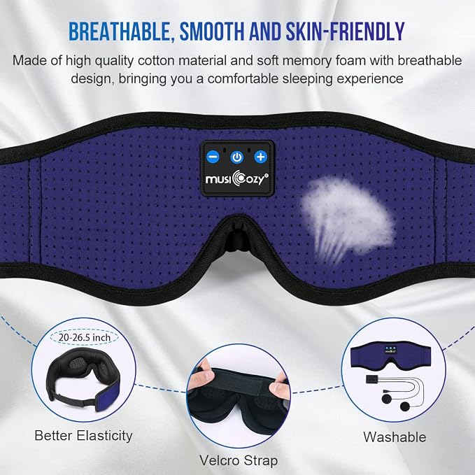 MUSICOZY Sleep Headphones Breathable Bluetooth Headband 3D Sleeping Headphones - Image 3