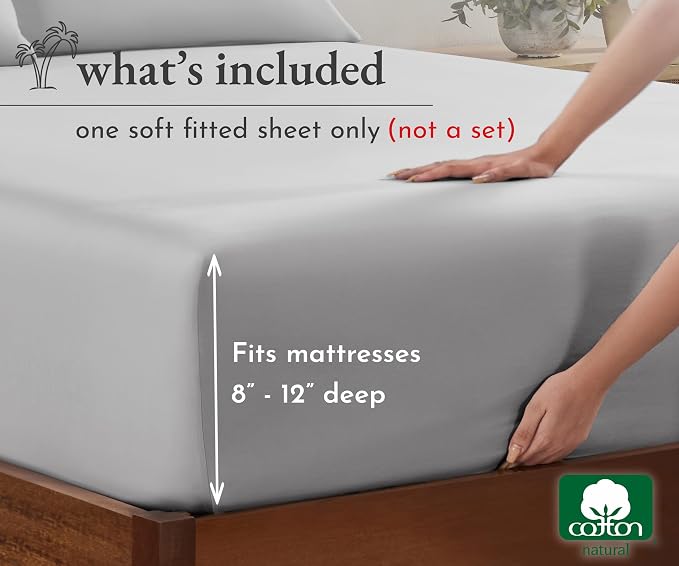 California Design Den Twin XL Fitted Sheet Cotton Sateen, Durable All-Around - Image 4
