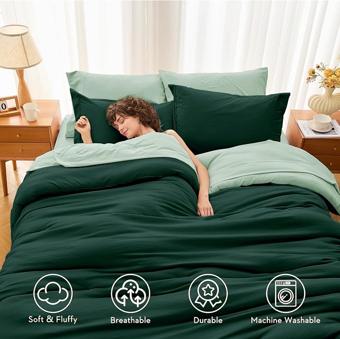 MUXHOMO 7 Pieces King Comforter Set, Soft Bed in a Bag King Size, All Season - Image 2