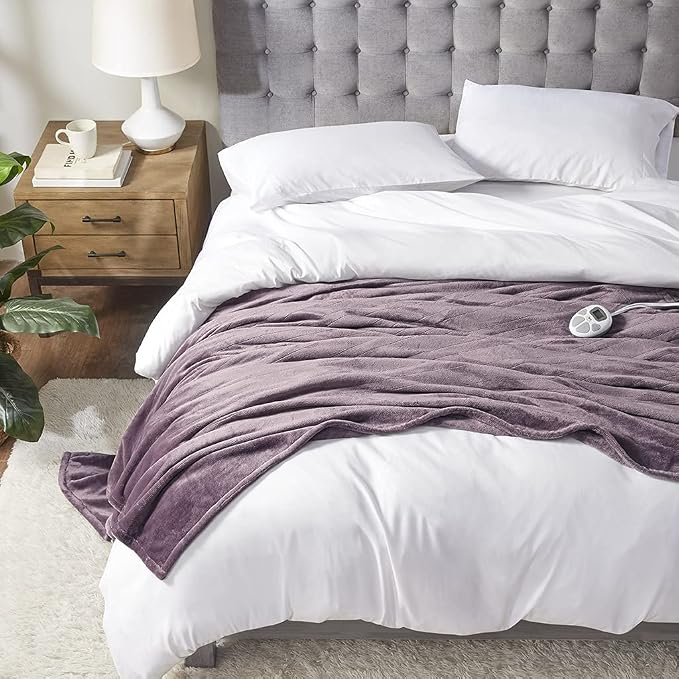 Serta Luxuriously Soft Plush Electric Blanket Fast Heating Cozy Cover, Safety by Serta