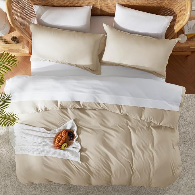 Nestl Beige Cream Duvet Cover King Size - Image 5